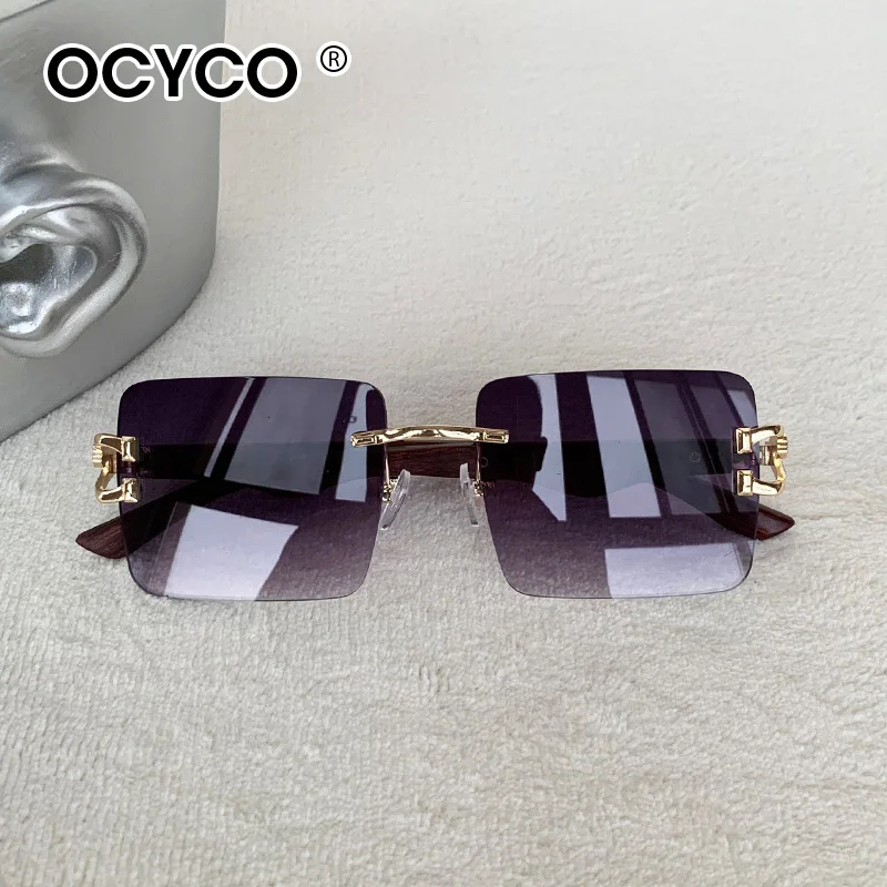 Mode Randlose Quadratische Sonnenbrille Für Mann Leopard Design Gradienten Sonnenbrille Frau Luxus Outdoor Brillen UV400 – Detail 7