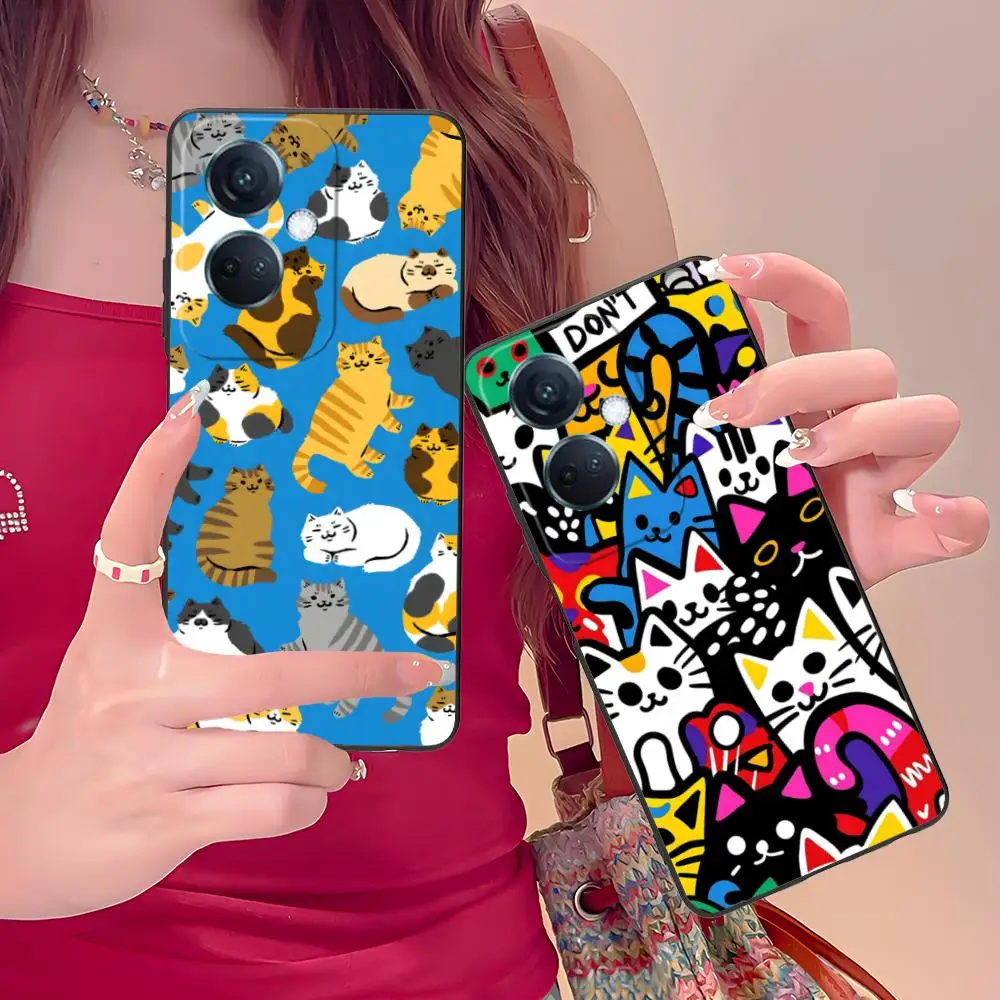 

Cat Kitten Kawaii Phone Case for OPPO Reno 14 13 12 11 10 9 8 7 6 5 F T Pro 5G Soft TPU Shockproof Cover