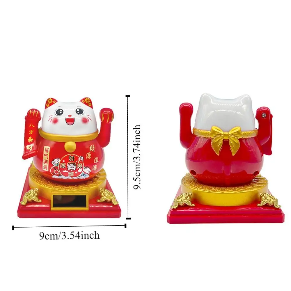 Solar Powered Fortune Cat Waving Arm Car Decoration Wealth Welcoming Chinese Style Mini Fortune Cat Decoration Plastic Crafts