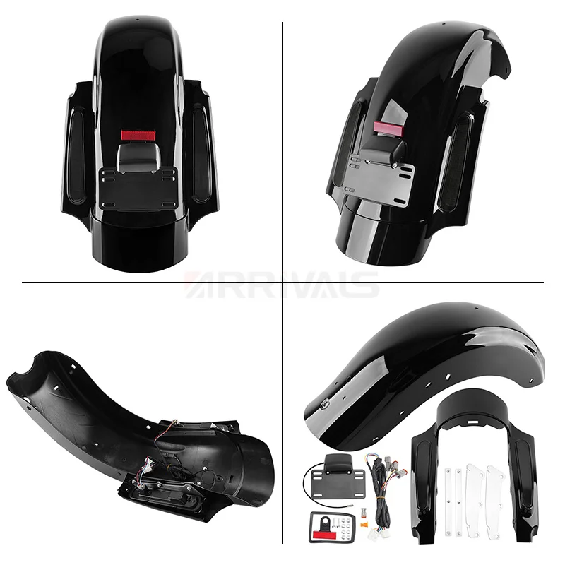 Motorcycle LED CVO Style Rear Fender System Extension Fascia Set For Harley Touring Road King Electra Glide 2009-2013