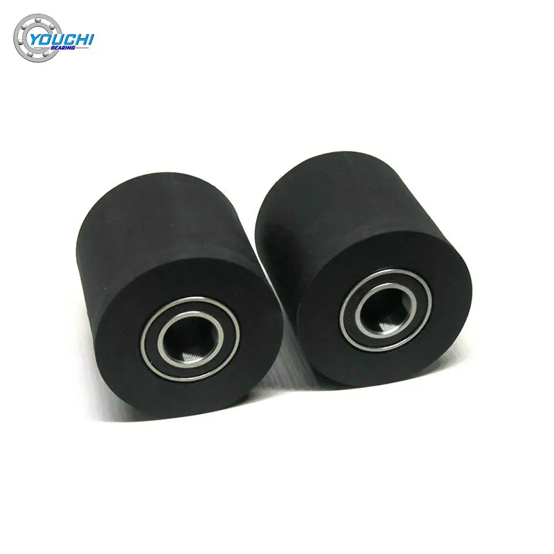 4pcs 5/6/7/8/10mm Shaft 35mm Diameter 35mm Length Double Bearing Polyurethane Flat Guide Pulley Wheel PU Coated Driven Roller