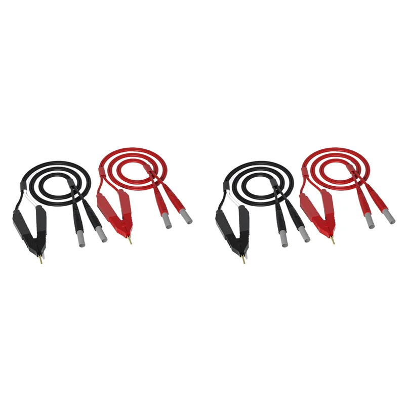2X Kelvin Test LCR Lead Bottom Resistance 4-Wire 4Mm Lantern Plug Clip Orichalum Plating Kelvin Probes J.70075-TCES