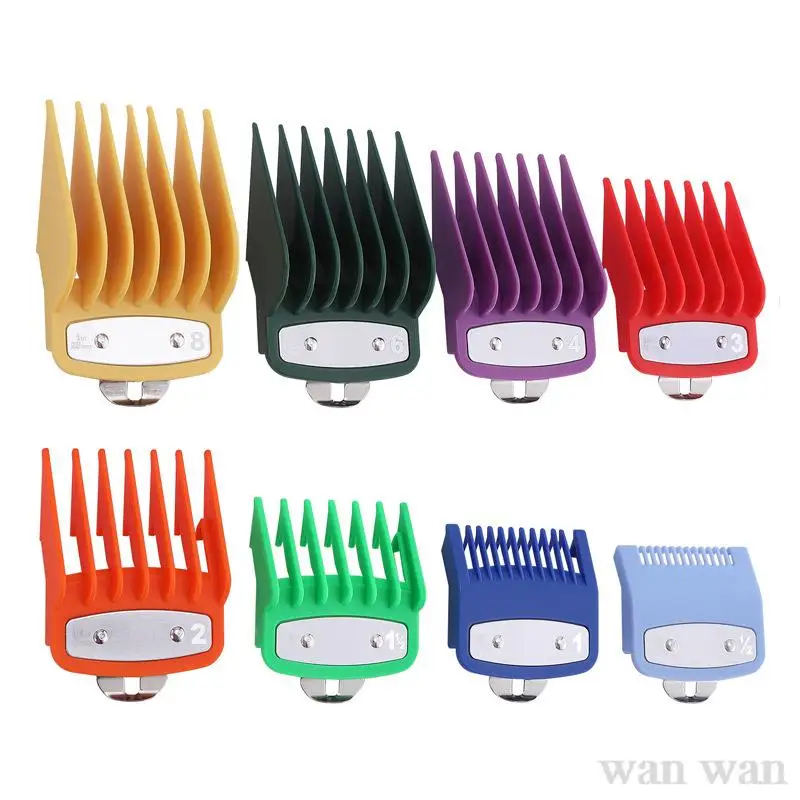 8Pcs/Set Limit Comb For Wahl Color Black Hair Clippers Guard Positioning Caliper Hair Trimmer Professional Cutting Guide Y0915