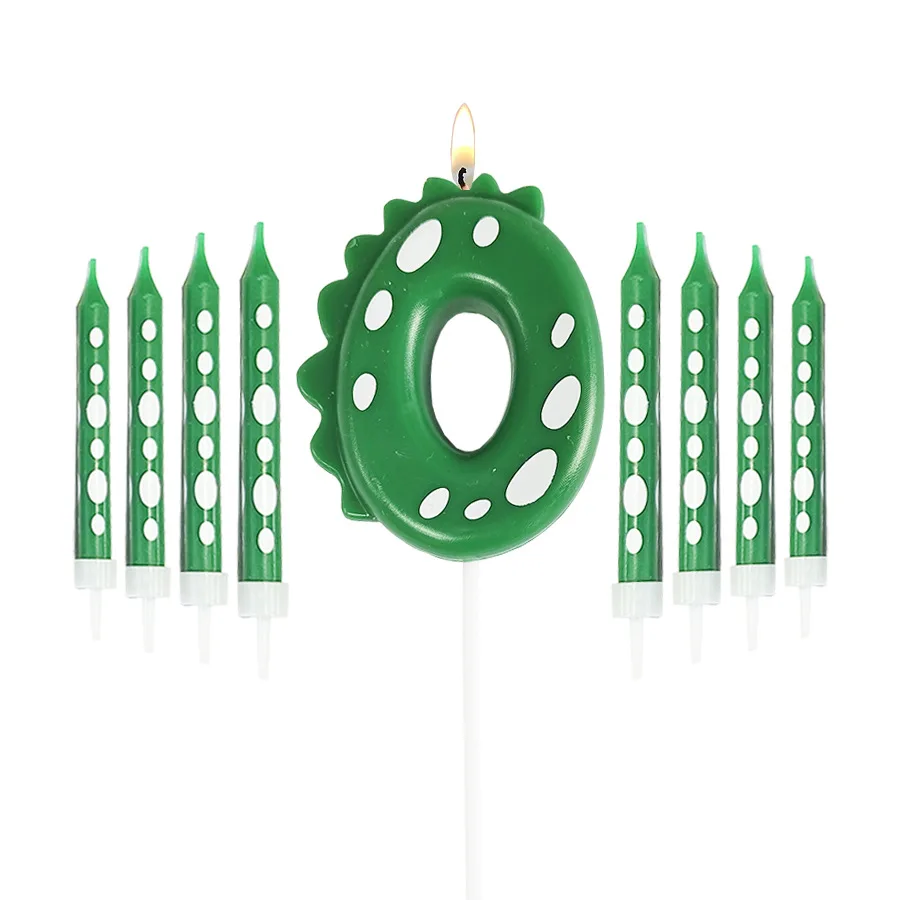 الأخضر ديناصور شمعة رقمية كعكة الديكور البولكا نقطة قلم رصاص شمعة مزيج مجموعة عناصر حفلة عيد ميلاد الأطفال الديكور #6