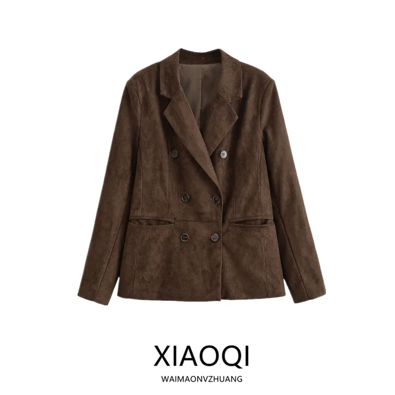 

Новое поступление осени 2022, женский универсальный двубортный костюм с подплечниками Jaet Faionable Long Sve, верхняя одежда