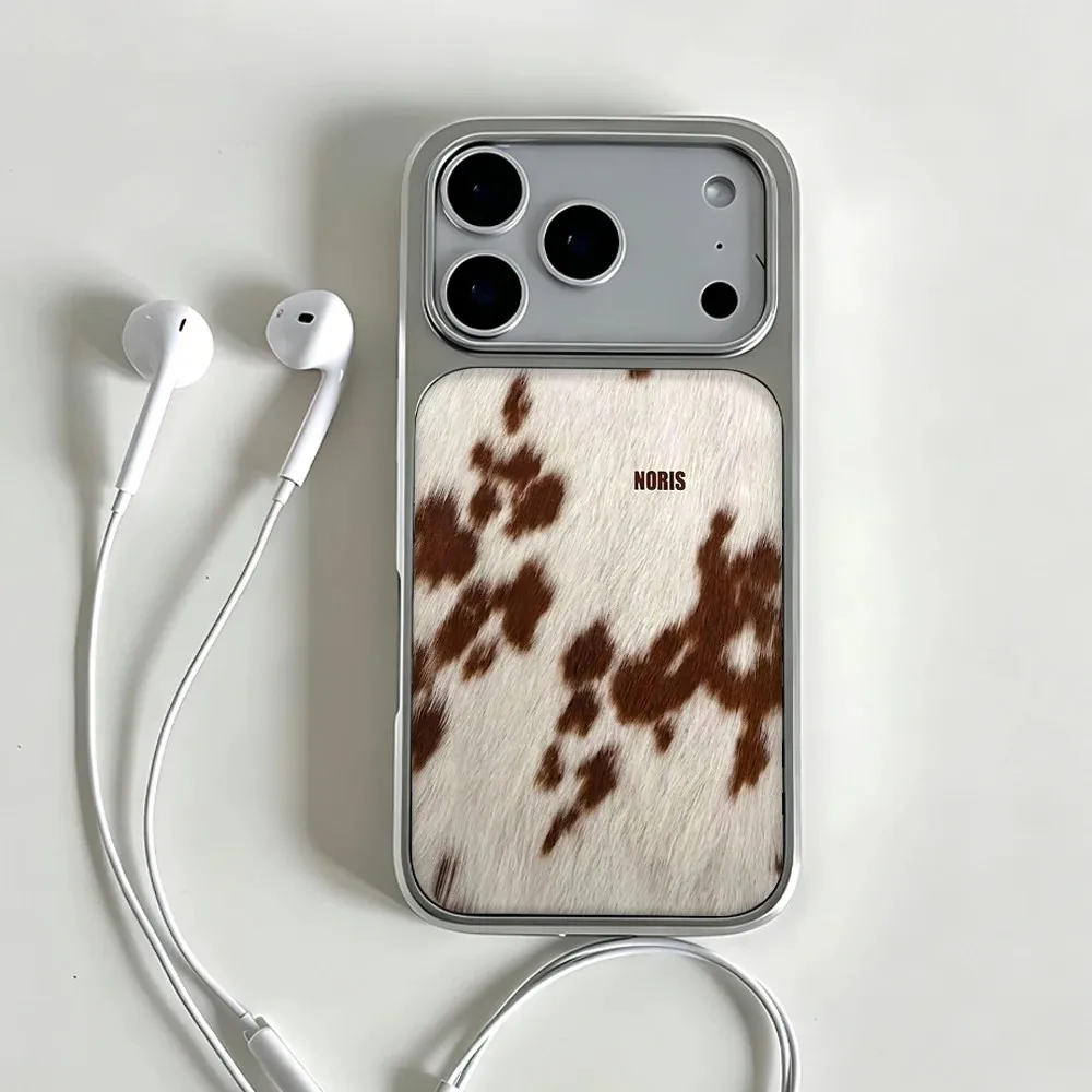 Jirai Kei Retro Kuhfell-Design Handyhülle für iPhone 17 16 15 14 13 12 11 Air Pro Max Plus Luxuriöse Transparente Weiche Rückseite