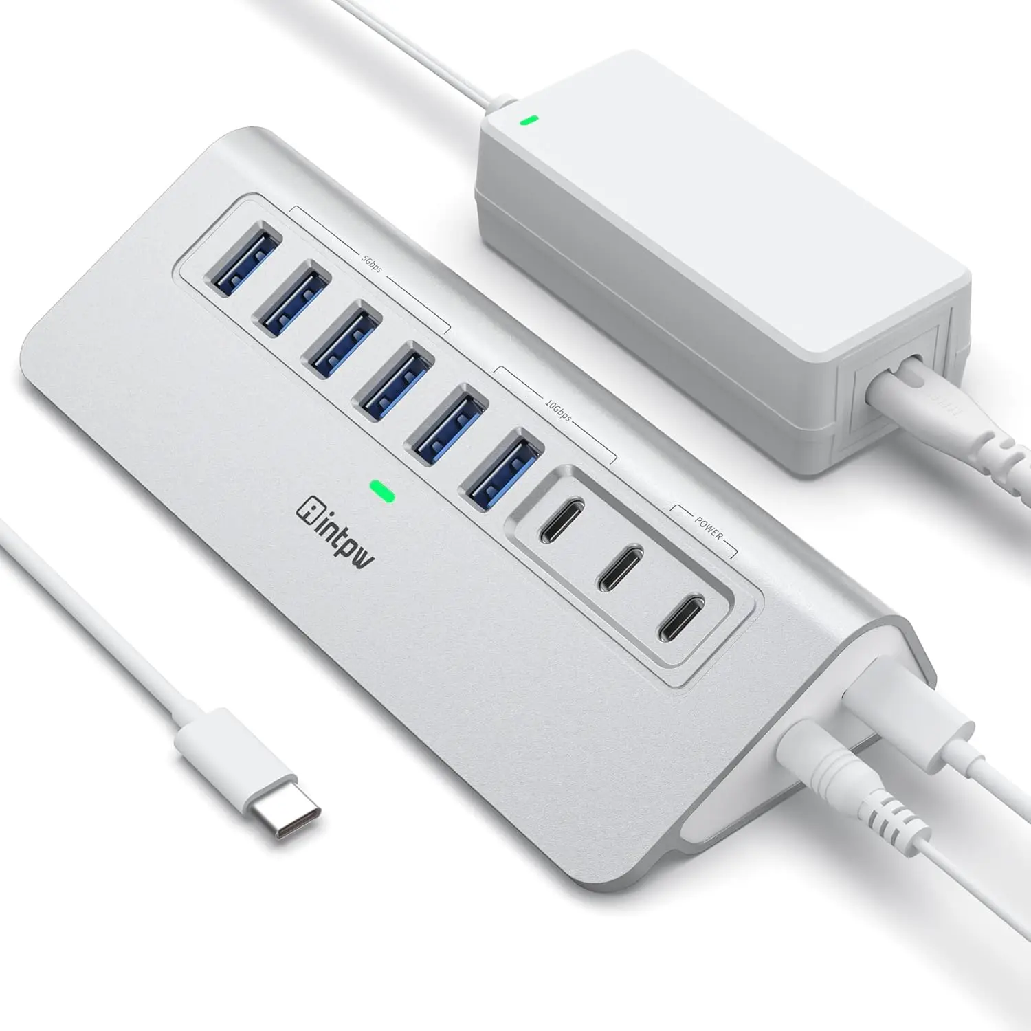 

USB-хаб на 9 портов 10 Гбит/с с поддержкой PD-зарядки, алюминиевый корпус для ноутбуков и ПК