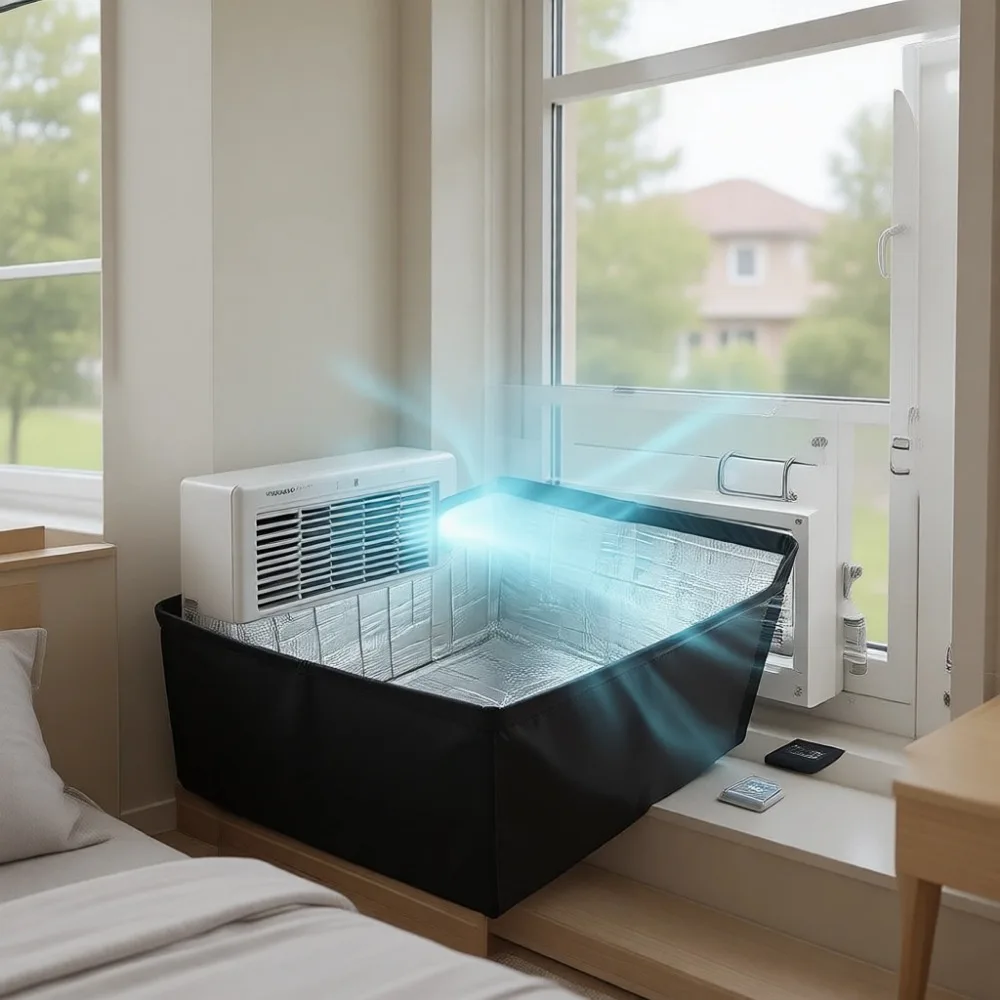 Outdoor Waterproof Insulated Window AC Cover Black 21x15x16