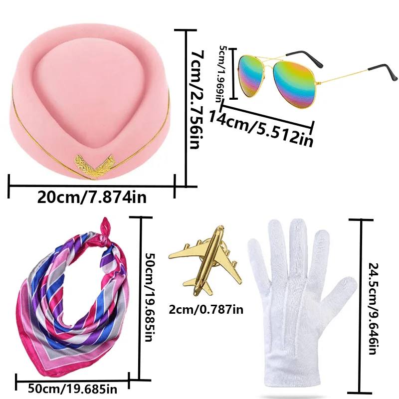 PESENAR ensemble d'accessoires de Costume d'hôtesse de ligne aérienne accessoires de Costume d'agent de bord pour femmes tenue de Cosplay