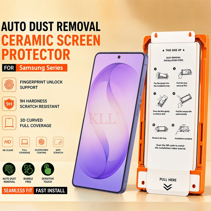 

Dust Removal Easy Installation Ceramic Film for Samsung Galaxy S26 S25 S24 S23 S22 Ultra S21 S20 Plus Screen Protector + tool