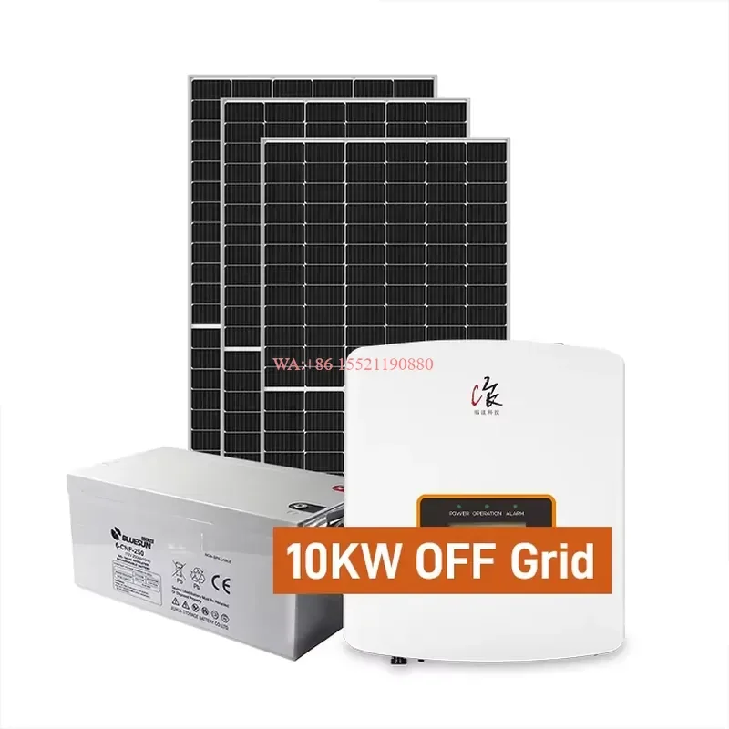 WMWMNU Complete 10KW Off Grid Solar Power System Kit with 16KWH Lithium Ion Battery and MPPT Controller for Home Energy