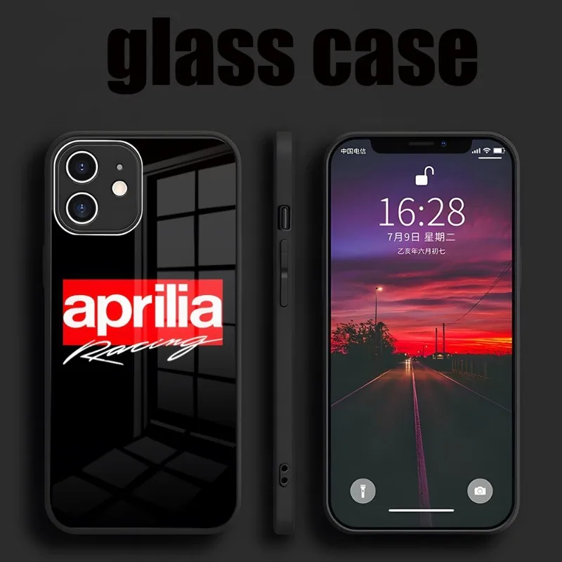 Aprilia Phone Case For IPhone 14 Pro 15 Max Plus 13 12 11 X XR XS 8 7 6 MINI SE 2022 Glass Design Back Cover