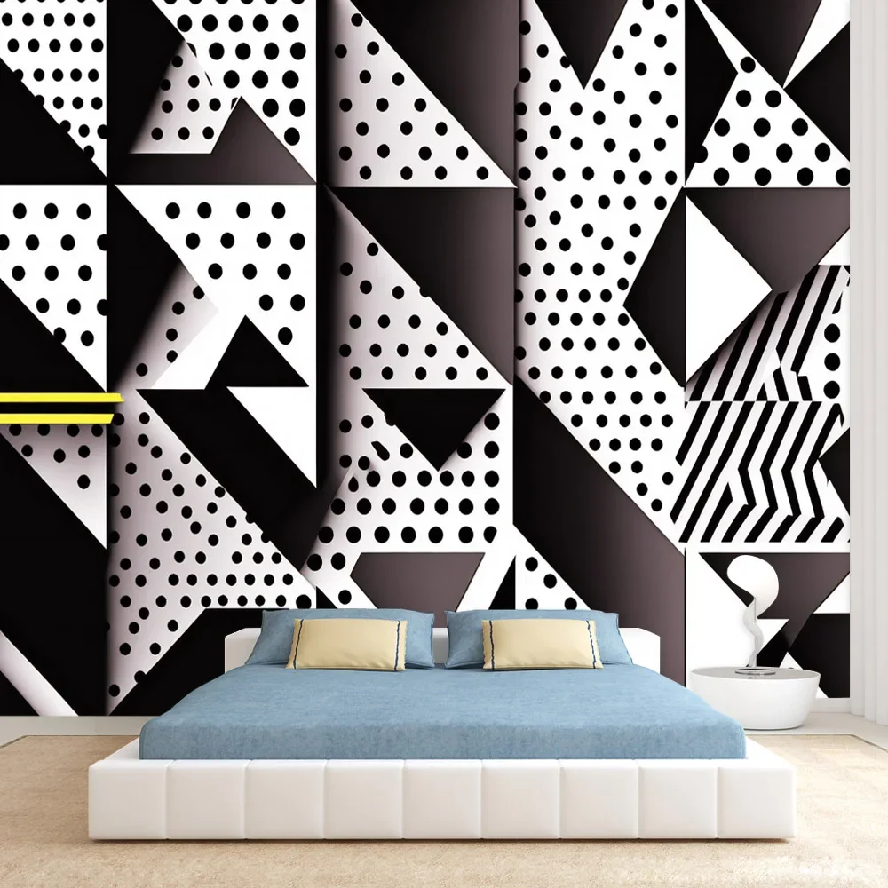 Modern Peel and Stick Wallpaper Wall Papers Home Decor Wallpapers for Living Room Bed Black White Geometry TV Stickers Panels