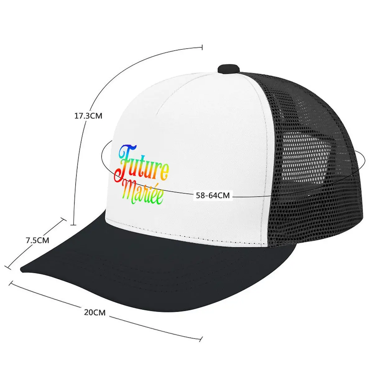 Future Mariee Colorful Rainbow Script Bridal Typography Mesh Baseball Cap Casual Hat For Womens Unisex Female