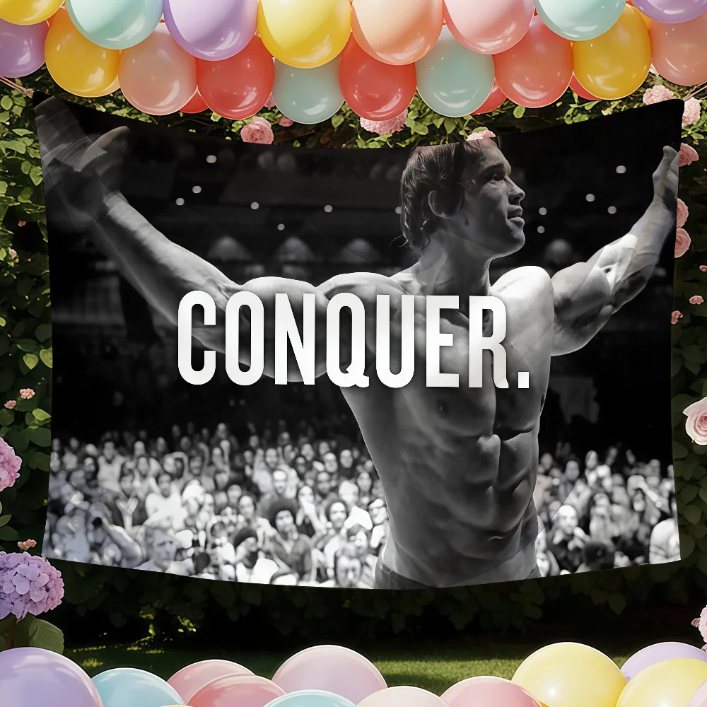 1PC A-Arnold S-Schwarzenegger Conquers flag Room Decoration Wall Tapestry Hanging Aesthetic Bedrooms Advertising Banner