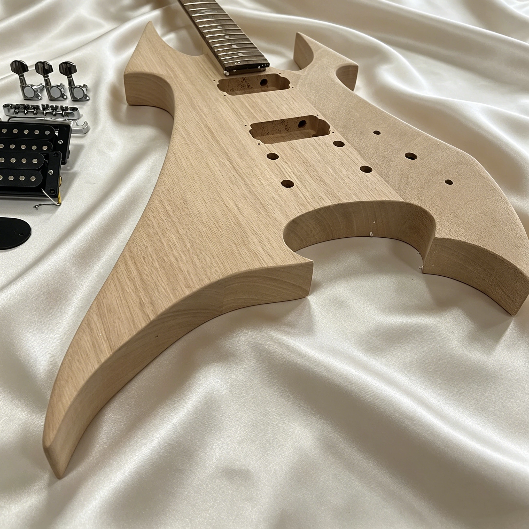 

US warehouse DIY BC Ri ch Electric Guitar Kit Mahogany Body Rosewood Fretboard BK Part- Free Shipping