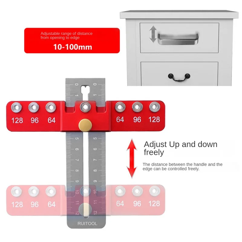 Adjustable Cabinet Hardware Doweling Jig Self Centering Punch Locator Precise Woodworking Drill Guide for Drawer Cabinet