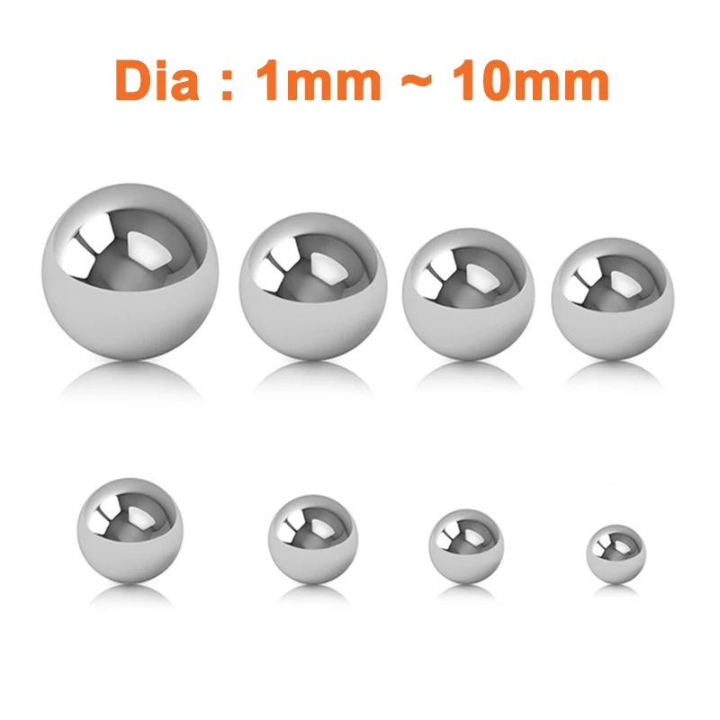 304 Stainless Steel Solid Ball Dia 1mm 2mm 3mm 4mm 5mm 6mm 7mm 8mm 9mm 10mm High Precision Bearing Balls Smooth Round Ball Bead