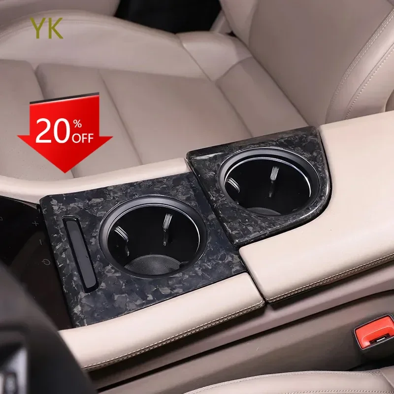 

For Porsche Taycan 2019-2025 Real Carbon Fiber Central Cup Holder Cover Trim Interior Car Accessories