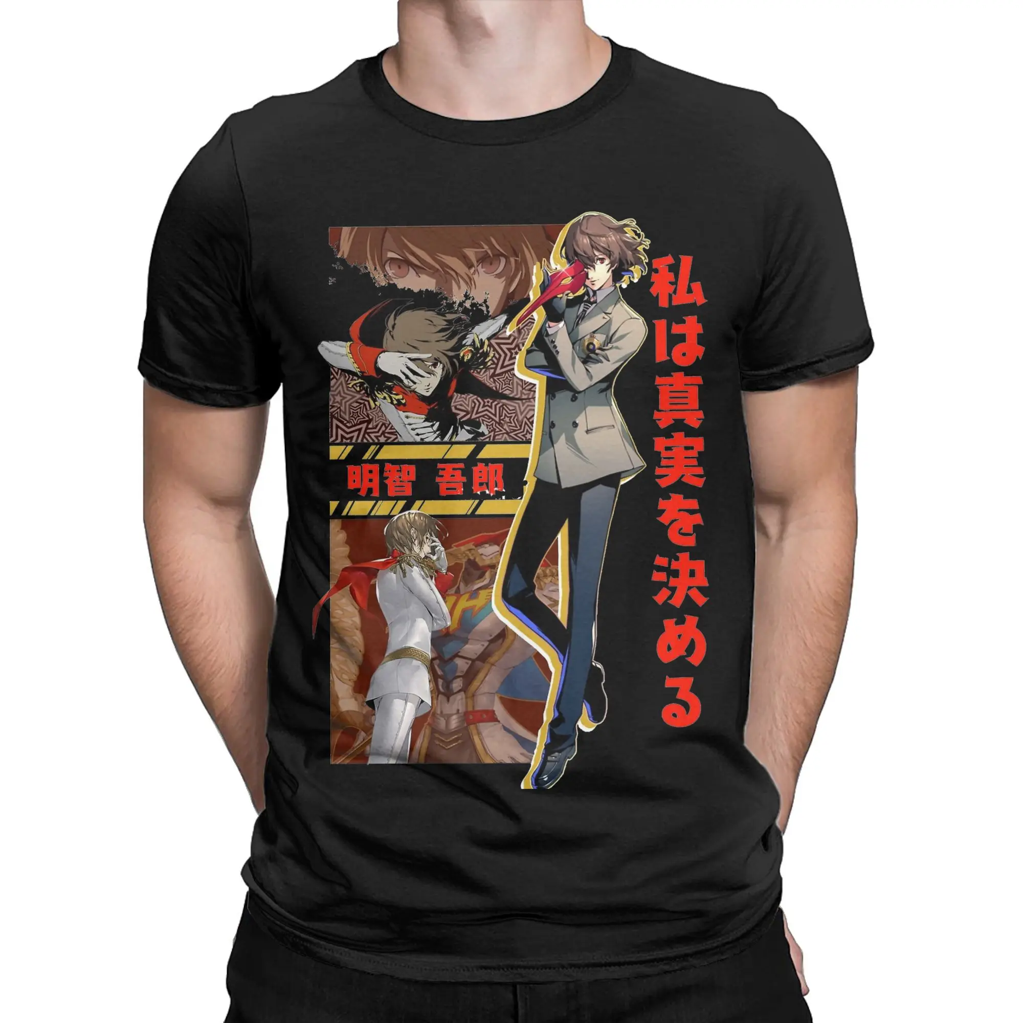 Personas 5 Goro Akechi Graphic T-Shirt For Men Women Cotton Tops Harajuku  Crewneck Short Sleeve