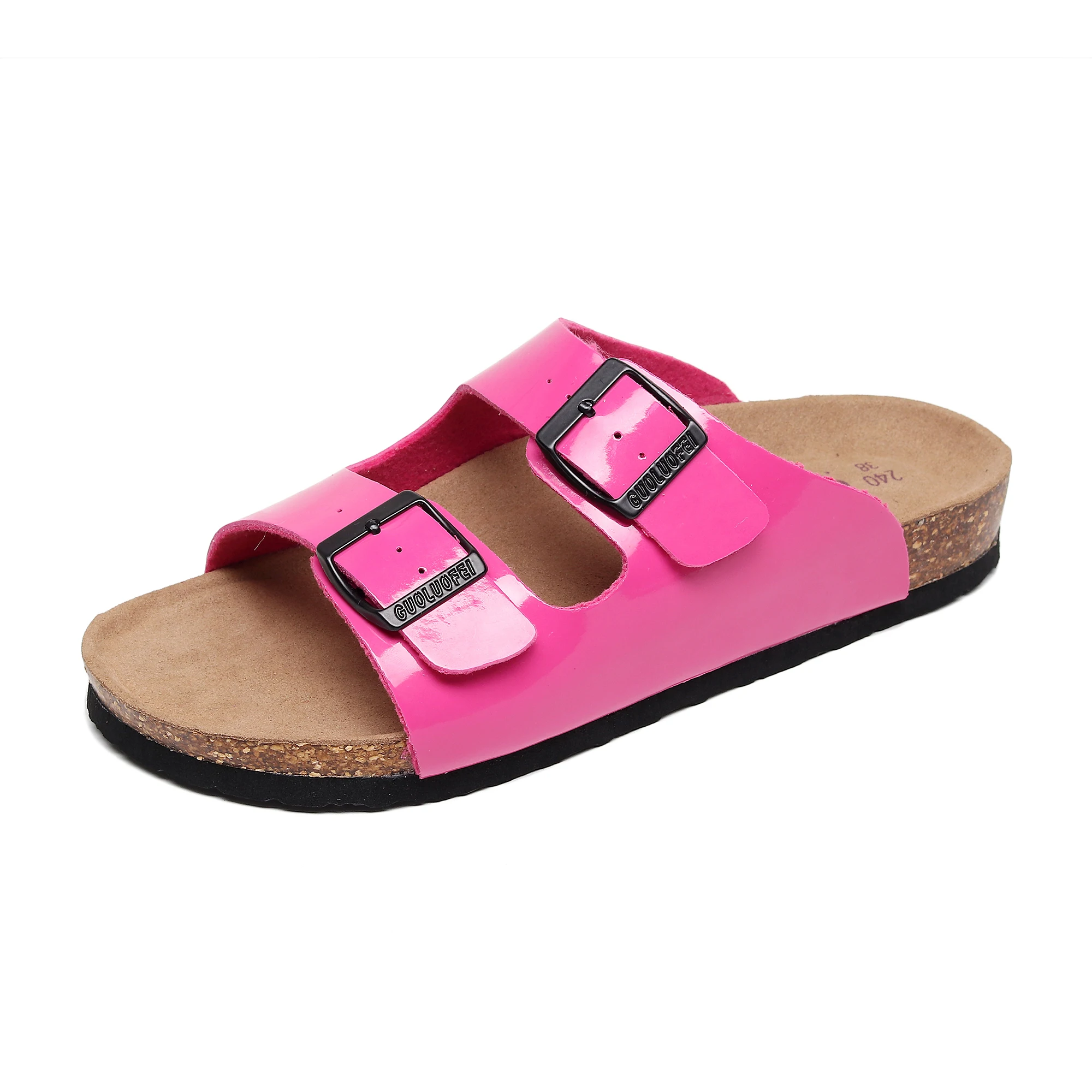 Unisex Luxury Color 2024 New Trend Flat Sandals Cork Footbed Slides Buckle Slip On Summer with +Comfort Shoes