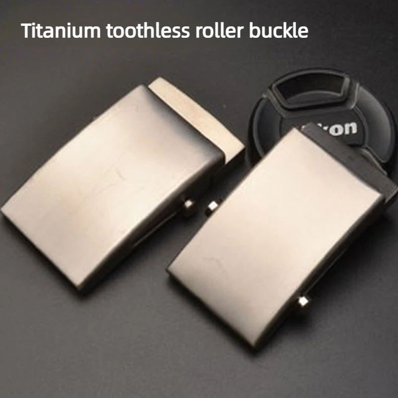 1pc Pure Titanium Buckle for Men - Toothless No-Hole Auto Buckles - Durable Rustproof Hypoallergenic Roller Belt Clasp 36/39mm