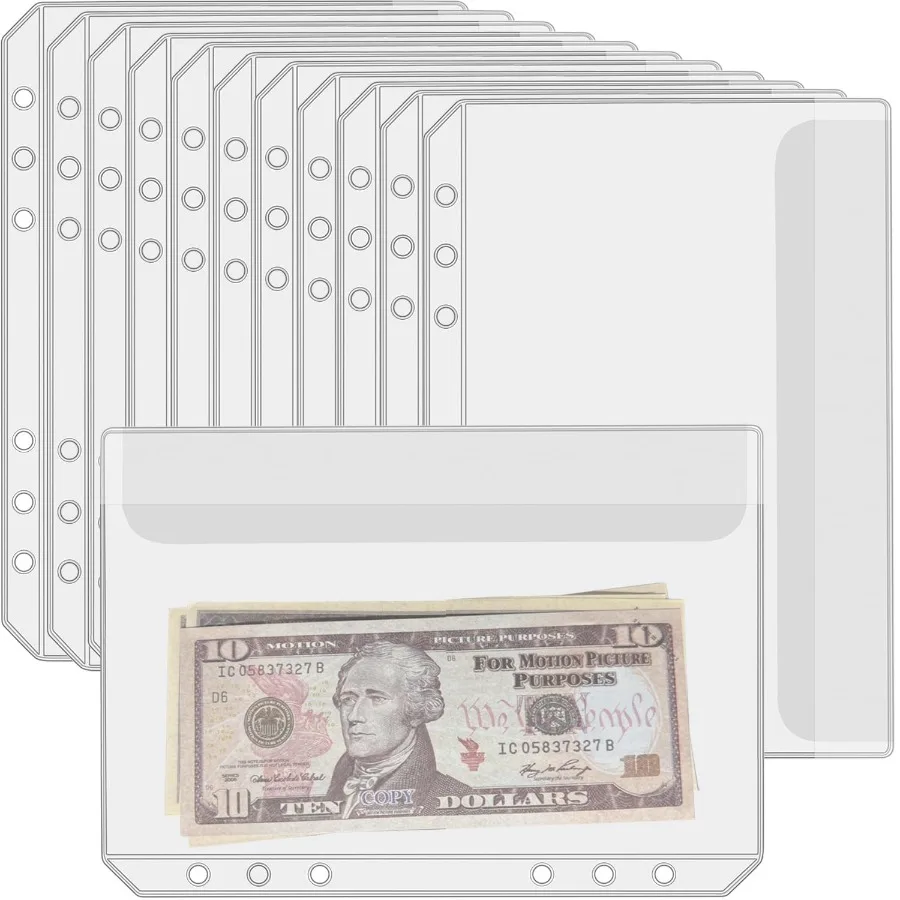 

12 шт. карманы для папок формата А5 без молний, бюджетные конверты без молний с крышками, сумка для папок формата А5 для 6 кольцевых папок для денег, орган