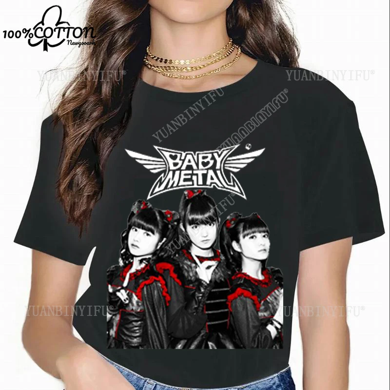 클래식 새 목록 일본 헤비 메탈 아이돌 밴드 BABYMETAL 헤비 메탈 프린트 여성 코튼 티셔츠 스트리트 패션