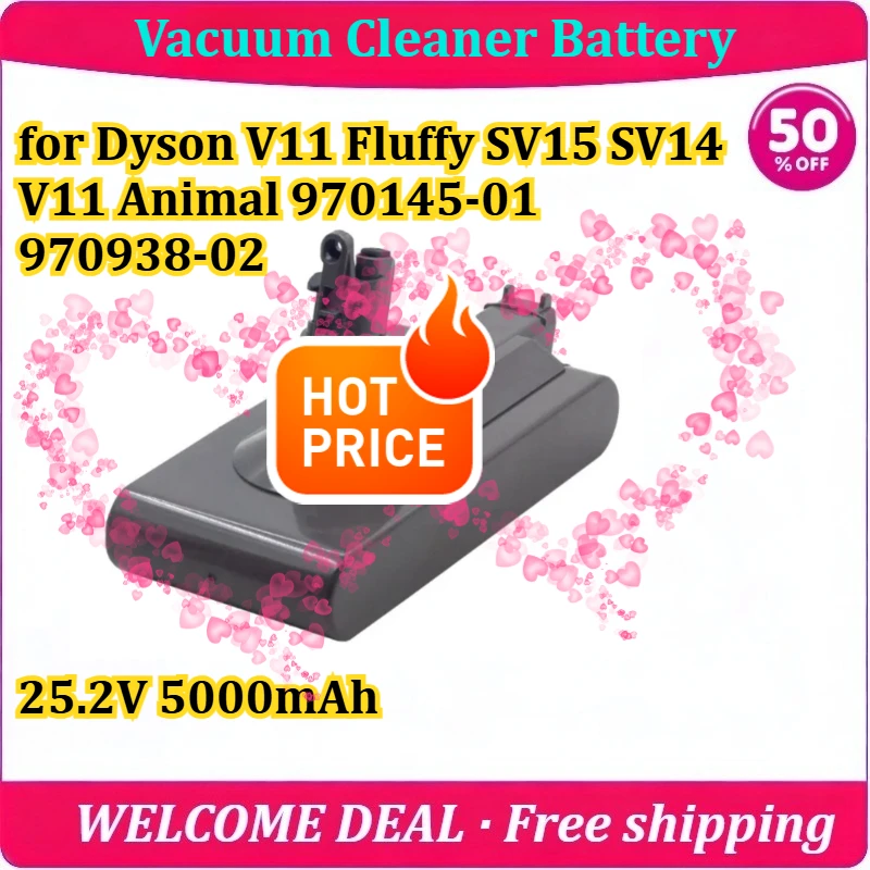 [New] for Dyson V11 Fluffy SV15 SV14 V11 Animal 970145-01 970938-02 Vacuum Cleaner Battery 25.2V 5000mAh Lithium Battery