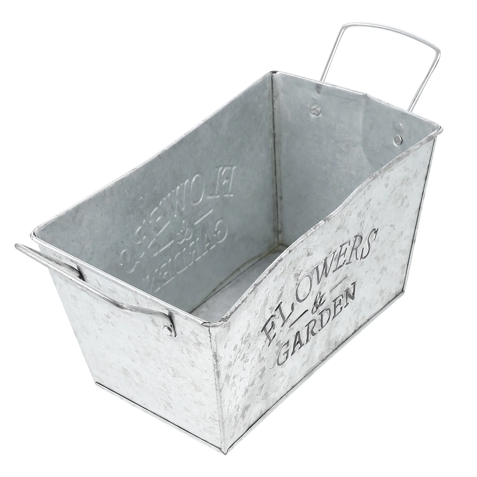 

Rectangular Iron Flowerpot Reusable Plants Vegetables Gardening Pot Galvanized Natural Rural Style Tin Suitable Home Gifts