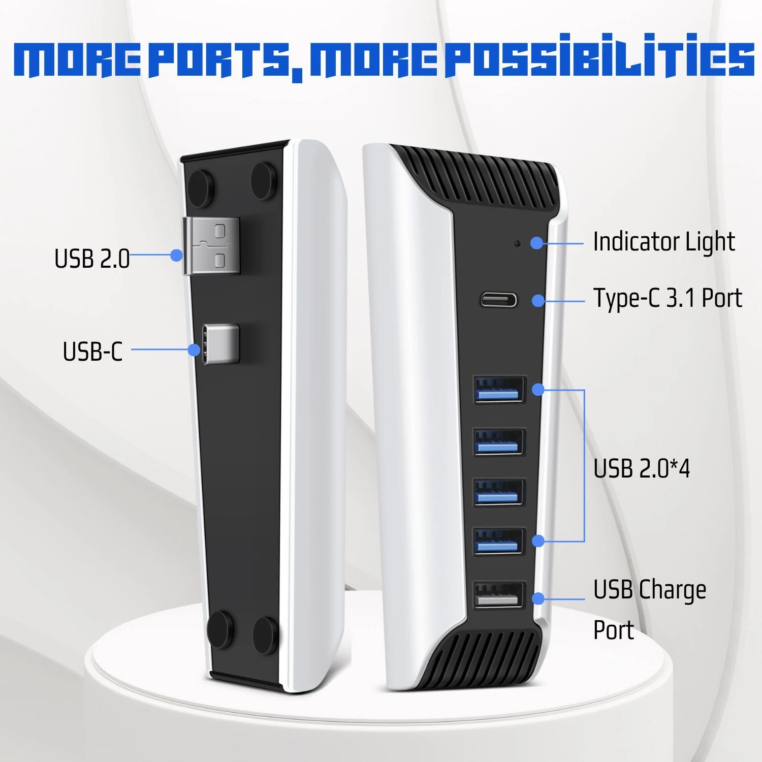 

Игровая консоль DualSense5, совместимый USB-удлинитель с 4 USB + 1 USB-портом для зарядки + 1 порта типа C