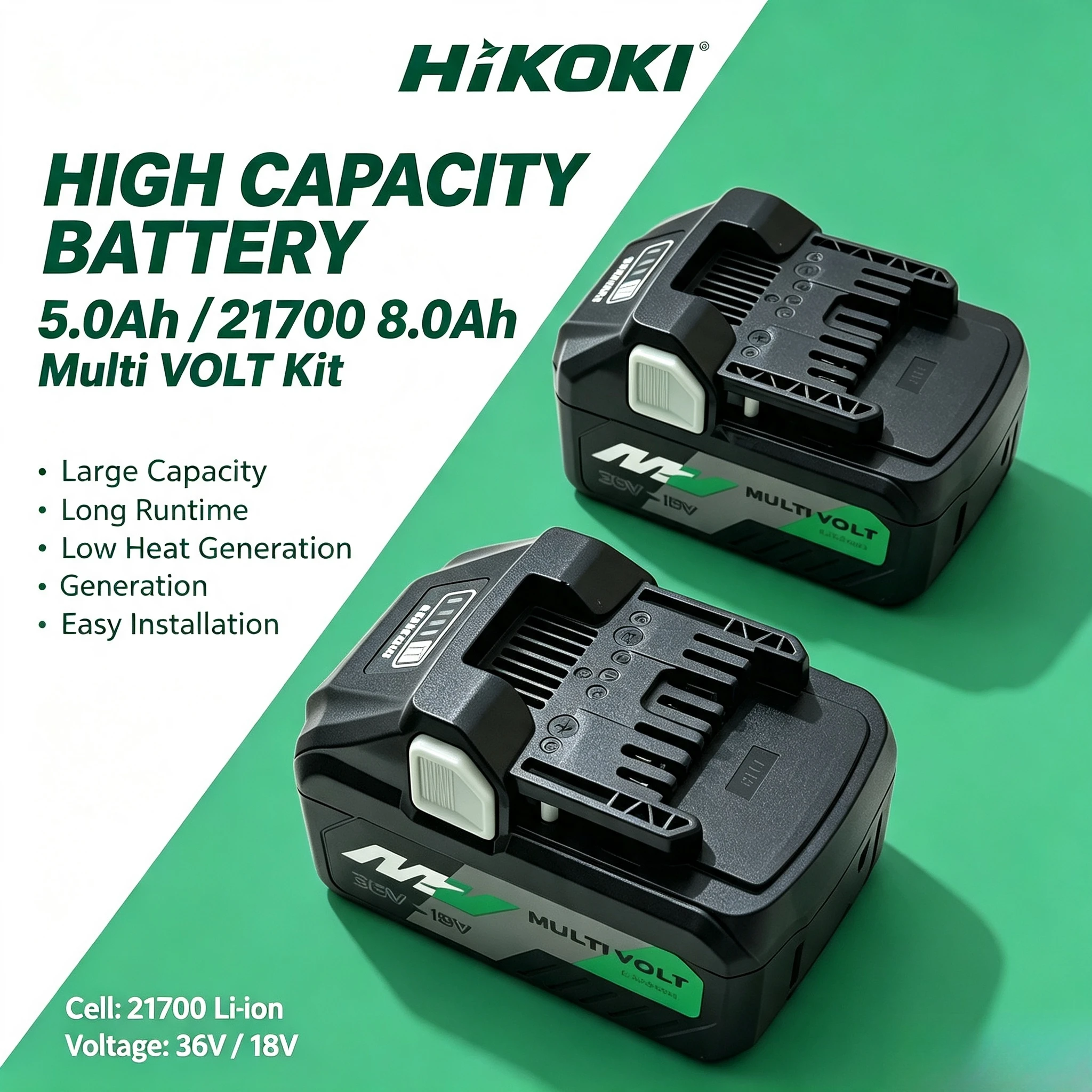 Hitachi HiKOKI New 18V/36V 5.0/8.0Ah Lithium Battery BSL1850.efficient Low-loss Discharge,Long for All Outdoor Engineering Tasks