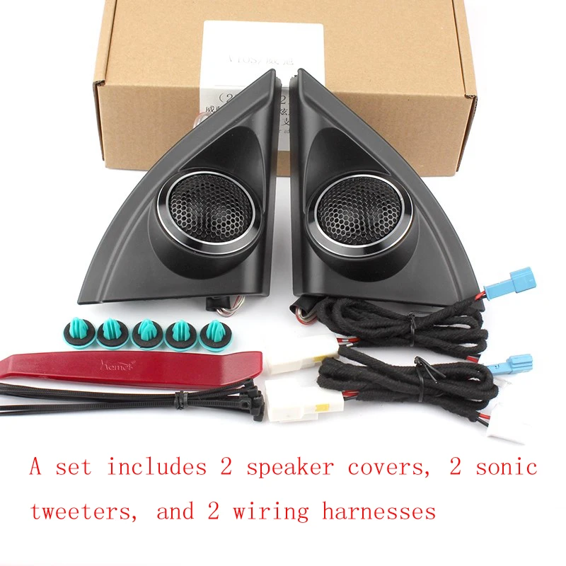 

Car Door Panel Audio Horn Cover Tweeter Triple-Cornered Speaker Loudspeaker Cover Trim For Toyota Vios Yaris 2013-2022