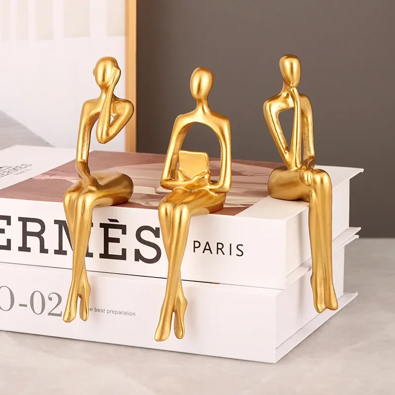 Vilead Set of 3 Abstract Figurines Nordic The Thinker Modern Art Sculpture Office Desk Bookshelf Decoration Accessories Home Bar