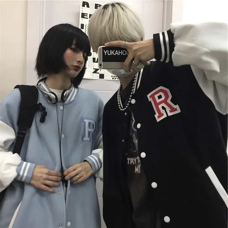 

2024 Spring Women Jacket Retro Baseball Jacket Men Windbreaker Coats Loose Luxury High Street Korean College baseball jacket
