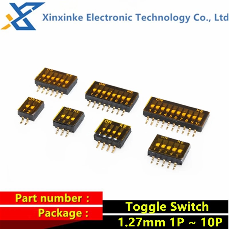 

10PCS Black Toggle Switch 1.27mm Slide Type Switch 1P 2P 3P 4P 5P 6P 8P 10P Bit DSHP01TSGER DSHP02/03/04/05/06/08/10TSGER