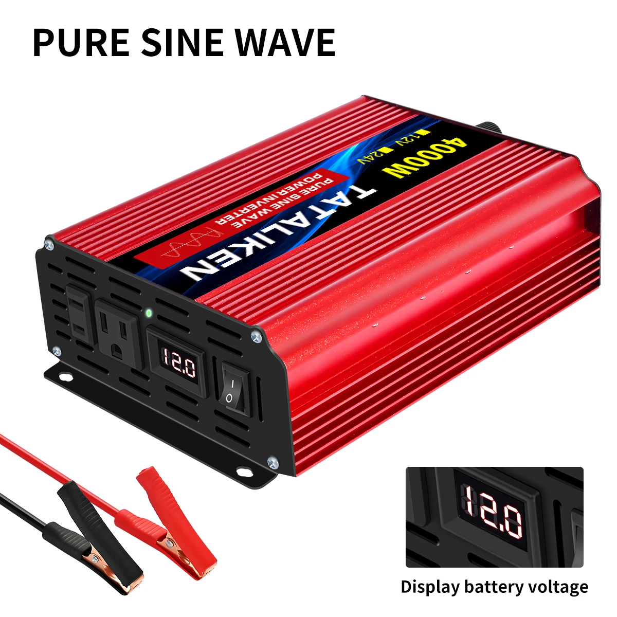 12V/24V to AC 110V 60Hz Pure Sine Wave Inverter Car Power Tranfermer 1600w-8000W Voltage Portable Converter with LED Display
