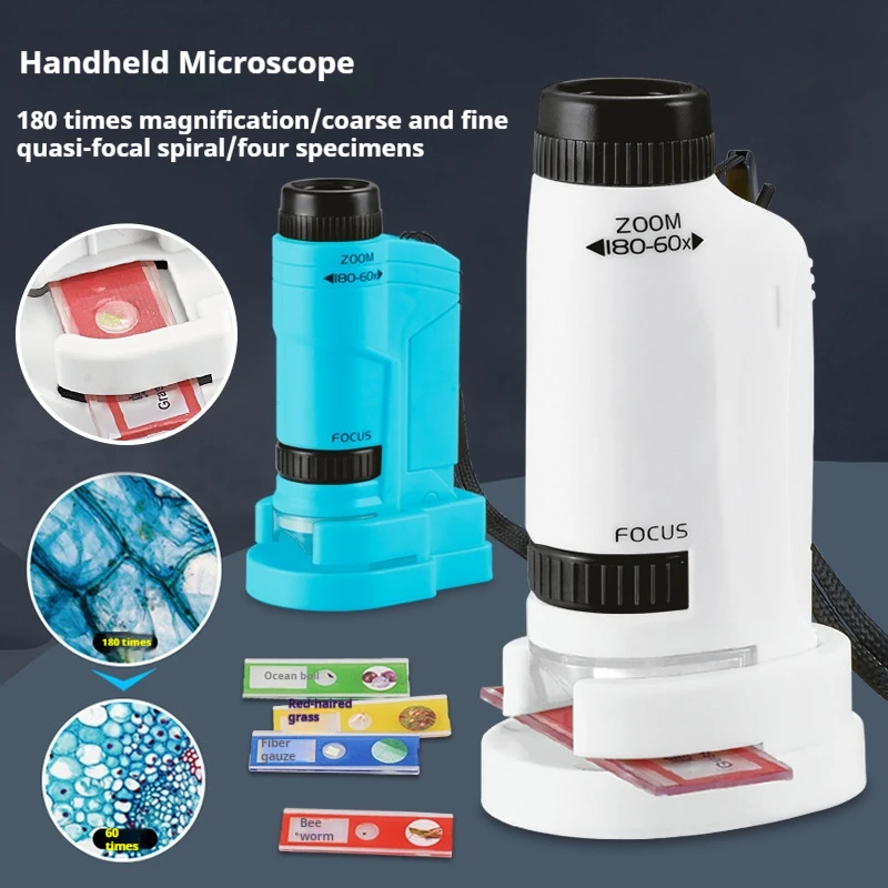 Handheld Microscope Science Experiment Set with LED Light Kindergarten Toy Handheld Children's Outdoor Toy