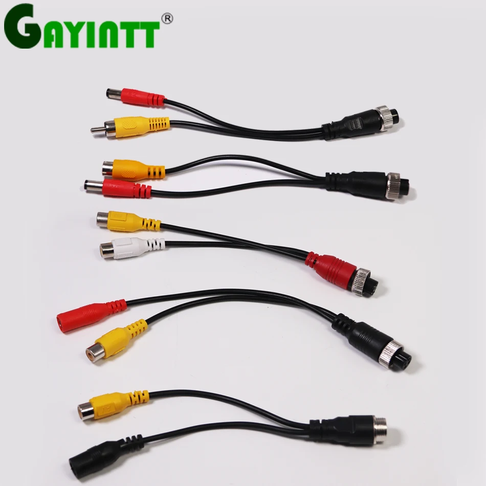 

GAYINTT 4Pin Aviation Head Male/Female to RCA AV/Female DC Multiple Cable Plug Adapter Converter For Car Rear Camera Monitor