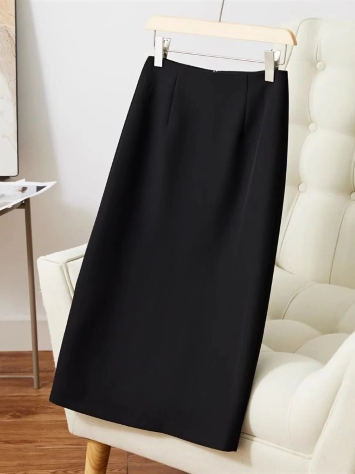 

Универсальная юбка-костюм с высокой талией, прямого кроя, для работы, с разрезом, простой дизайн, лето 2024