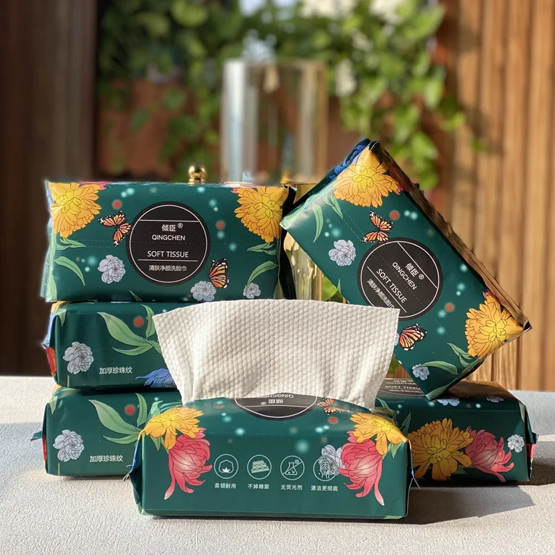 New Disposable Facial Wipes—Pull-Out Cotton Cleansing Wipes, Beauty Salon-Grade Soft Wipes, Face-Wiping Tissue Wipes—5-Pack