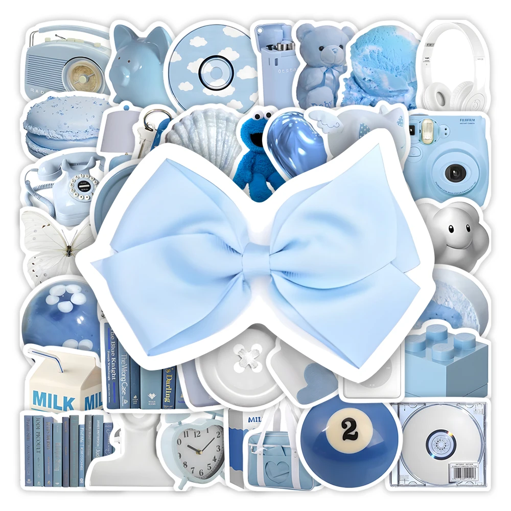 

Aesthetic Blue Theme Stickers DIY Kids Toys Gift Decorative Decal for Laptop Phone Scrapbook Diary Luggage Calendar Waterproof