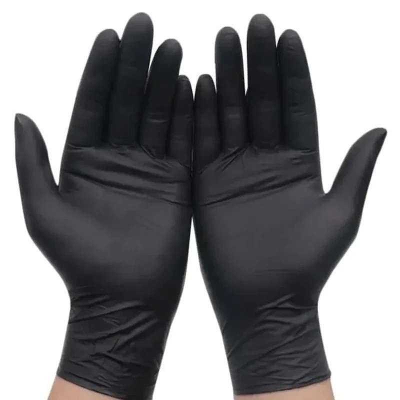 100PCS Disposable Black Nitrile Gloves Latex Free Waterproof Durable Suitable for Kitchen Food Processing Beauty SalonFamily