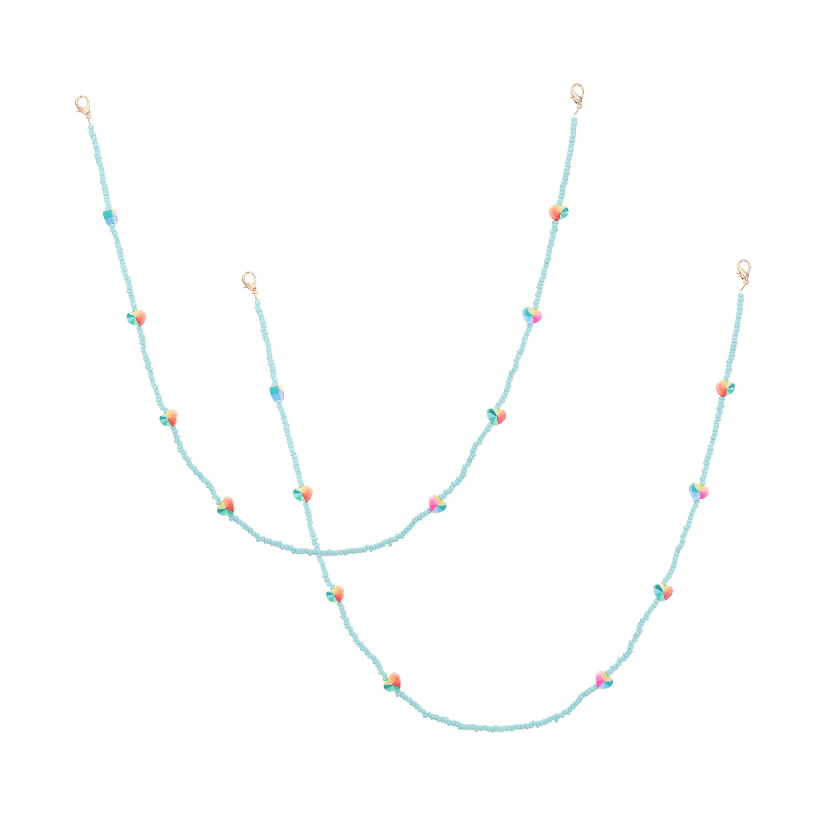 2Pcs Love Heart Mask Lanyard Lightweight Portable Neck Strap for Eyewear Glasses Bibs Napkins Fashion Hanging Rope for Running