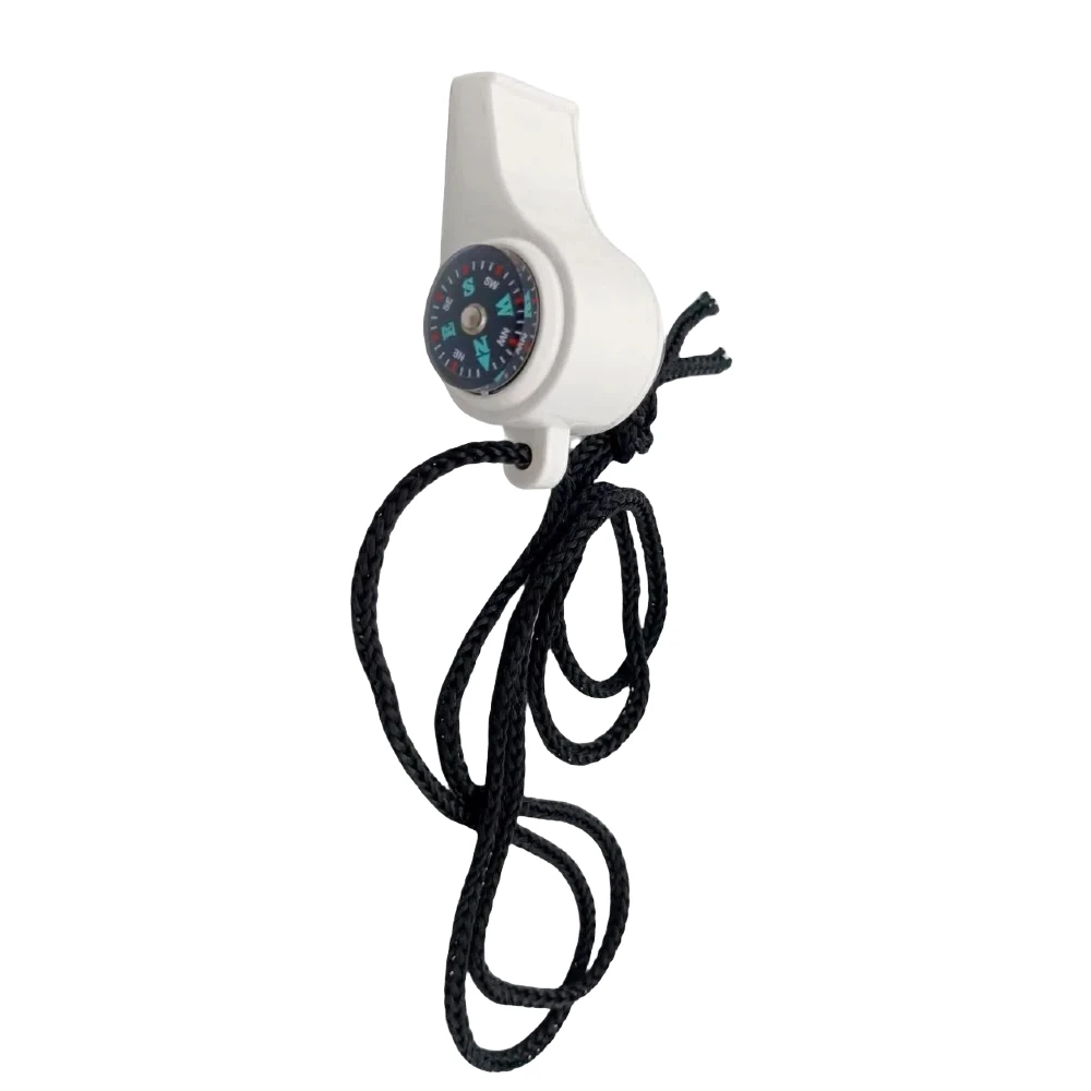 Silbato con función de supervivencia de emergencia 3 en 1, equipado con brújula, termómetro y cordón, adecuado para senderismo al aire libre