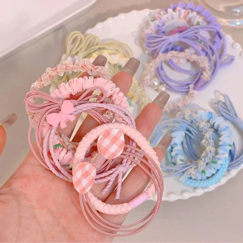 6 قطعة/المجموعة لون الحلوى عالية مرونة الشعر حبل Bowknot العلاقات الشعر الفتيات ذيل حصان Scrunchies مختلط نمط الأطفال هدية مجموعة