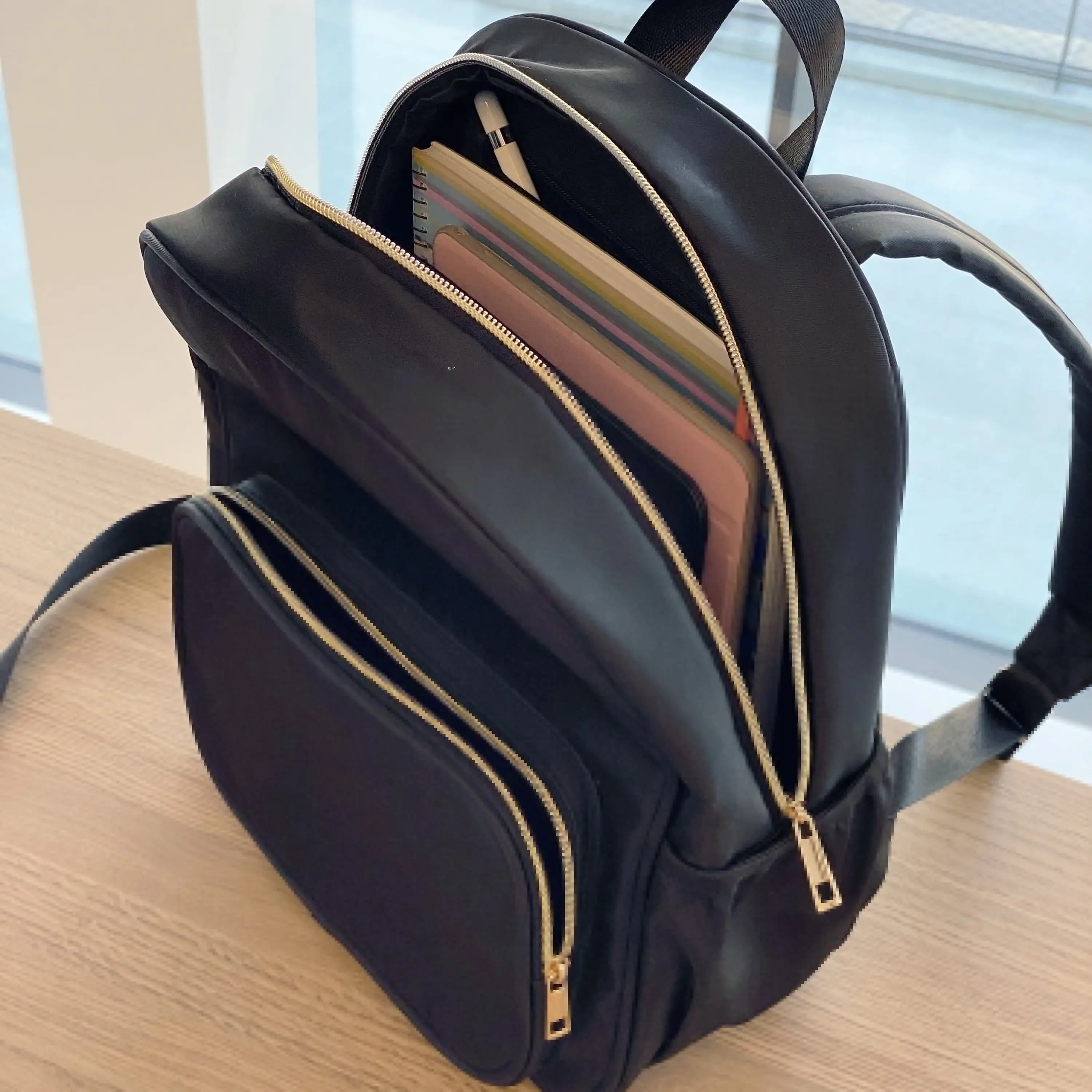 Zaino in nylon, borsa da viaggio personalizzabile per artigianato, scuola e uso quotidiano, nero