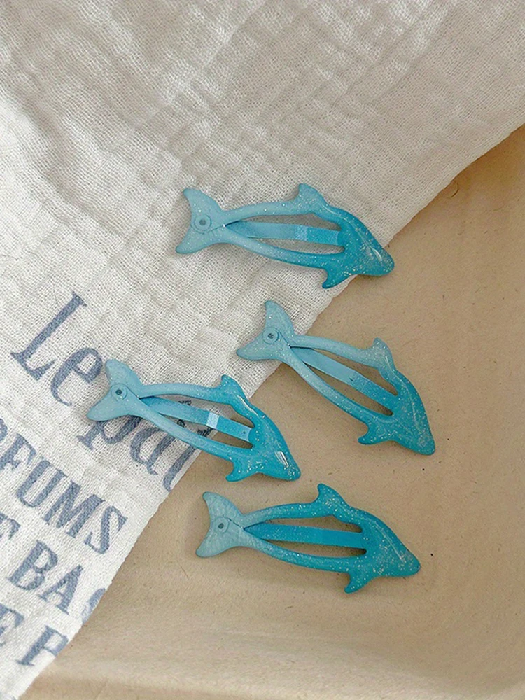 4 pièces mignon dessin animé dauphin BB pince à cheveux pour femmes filles polyvalent frange pince à cheveux mode côté pince cheveux accessoires cadeaux