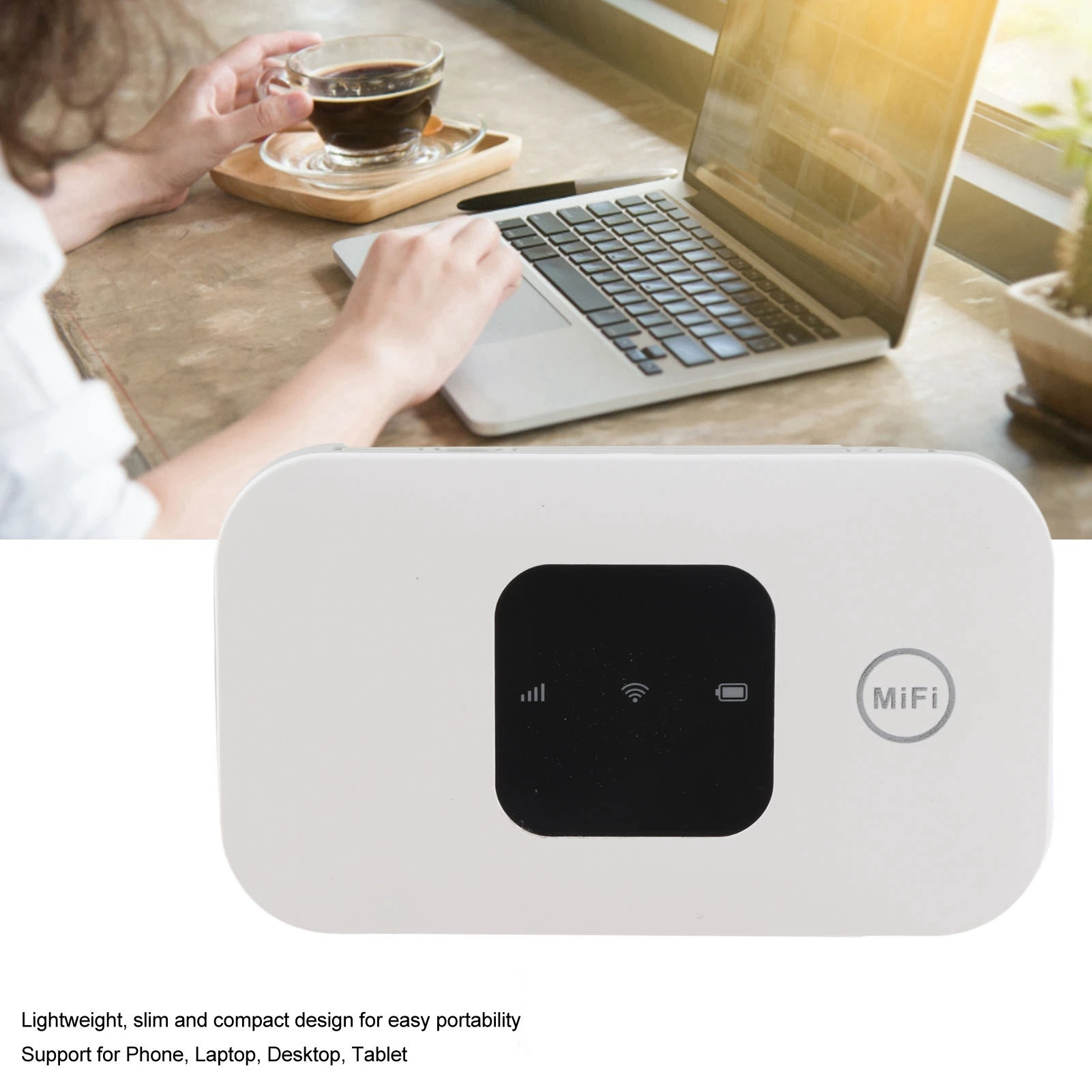 Portable Wifi Thin Compact Portable Wifi Device Mobile 2100mAh Battery High Speed Supports 10 Users for Laptop