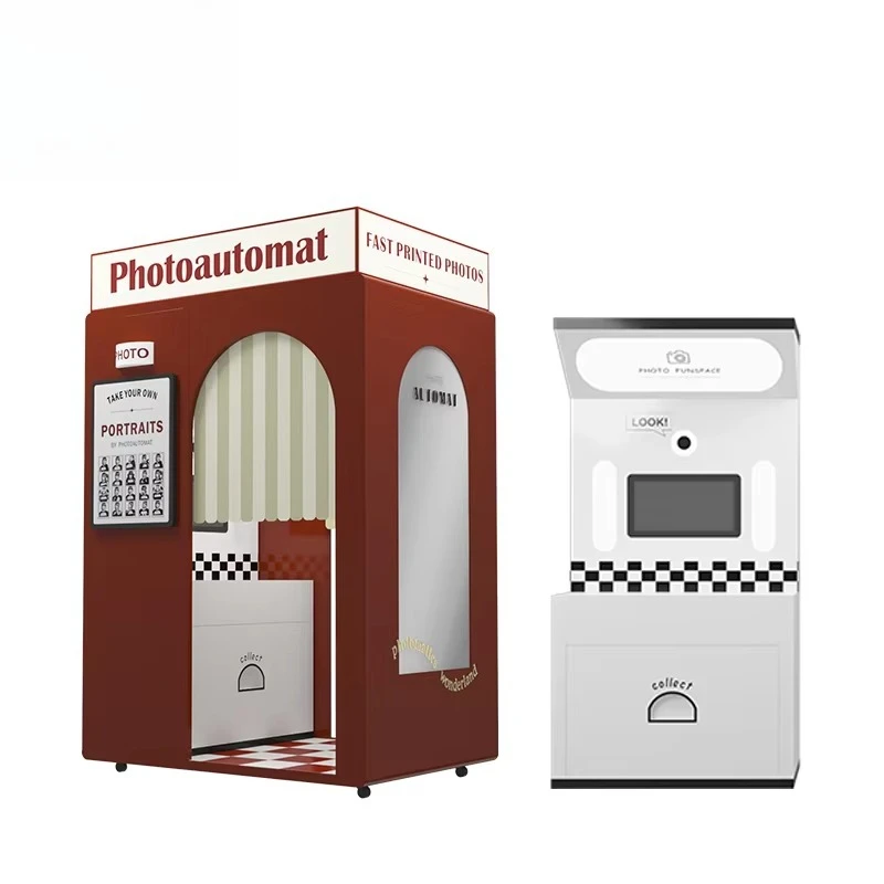 Custom Fun Space Coin Operated Mirror Photo Booth Machine Instant Print Photo Booth Vending Machine with Printer Kiosk